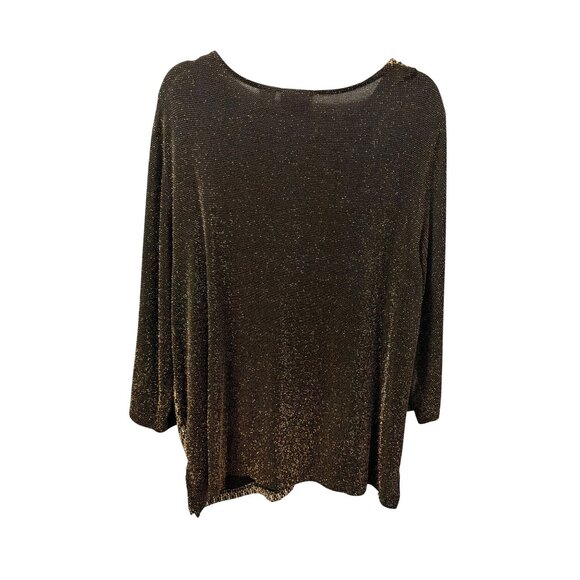 Alfred Dunner Womens Metallic Patchwork Top Sz 2X Blouse - Picture 8 of 12